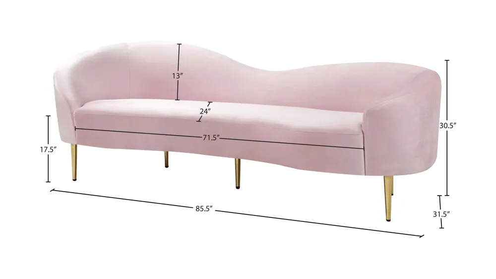 Ritz Velvet Sofa Dimensions