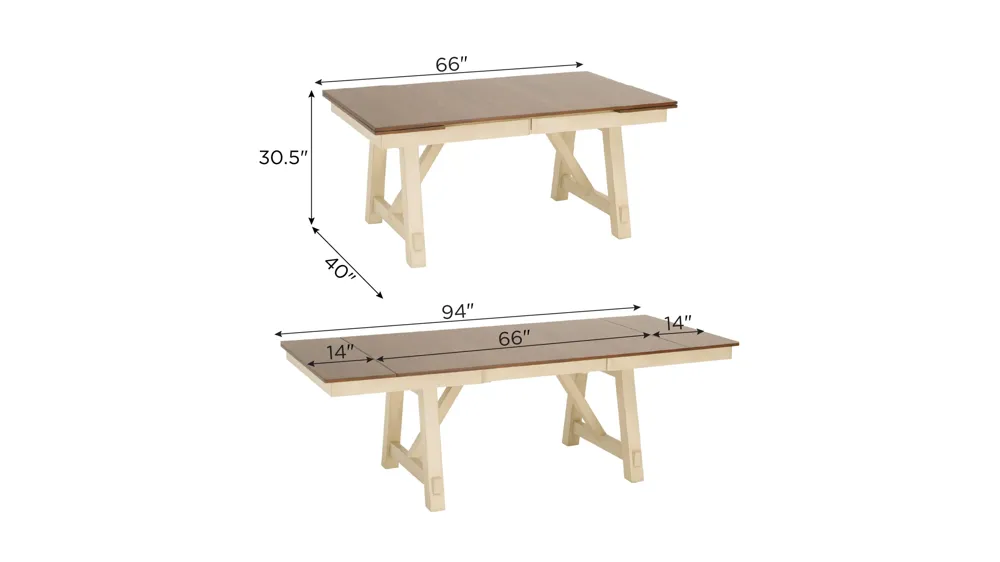 Vista Bay Dining Table w/ Leaves Dimensions