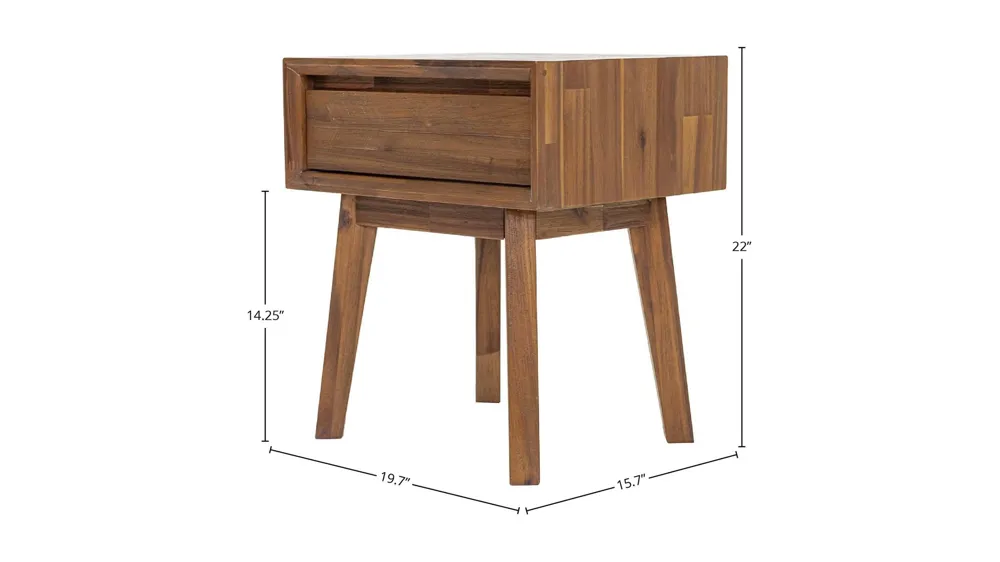 Gia 1 Drawer Nightstand - Warm Pecan Dimensions