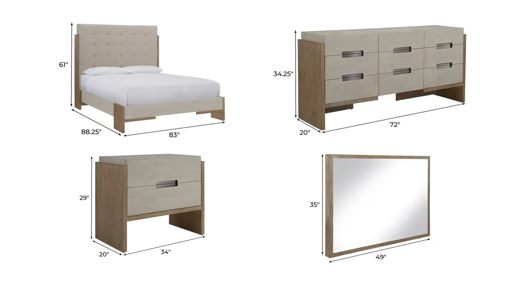 Sterling 4-pc. Bedroom Set Dimensions