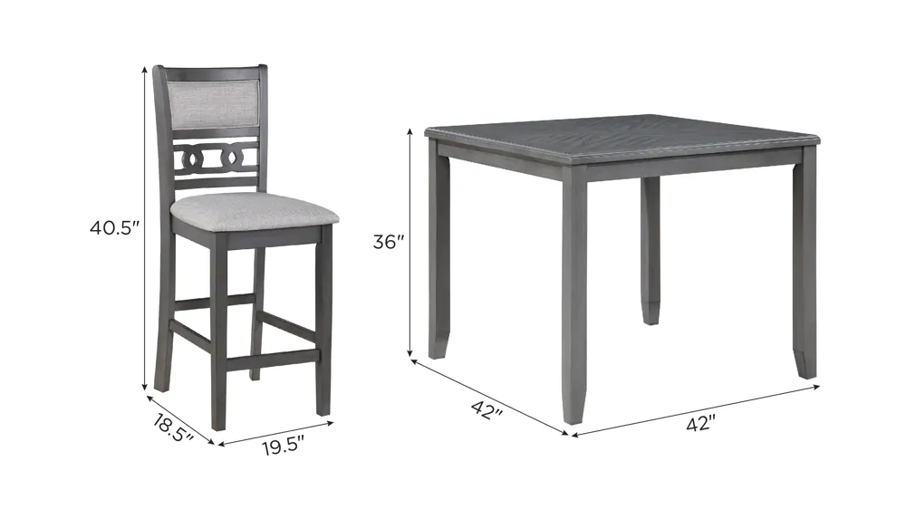 Millie 5-pc. Counter Dining Set Dimensions