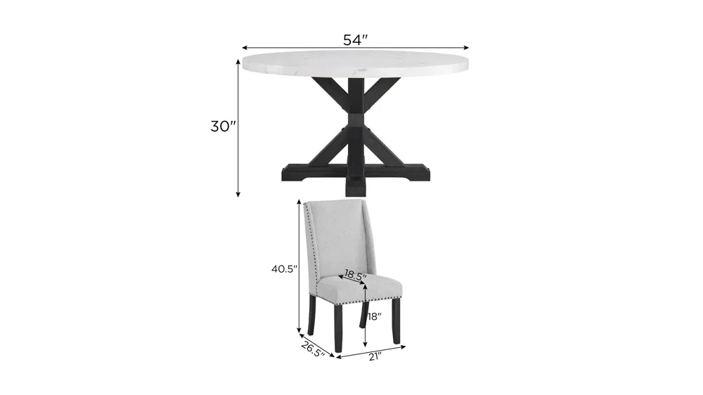 Vance 5-pc. Dining Set Dimensions