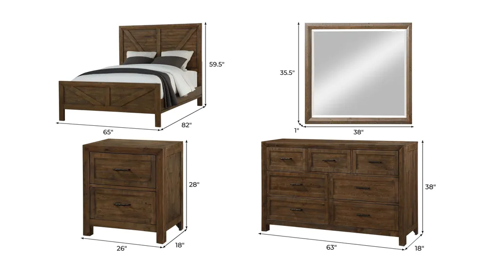 Meridian 4-pc. Bedroom Set Dimensions