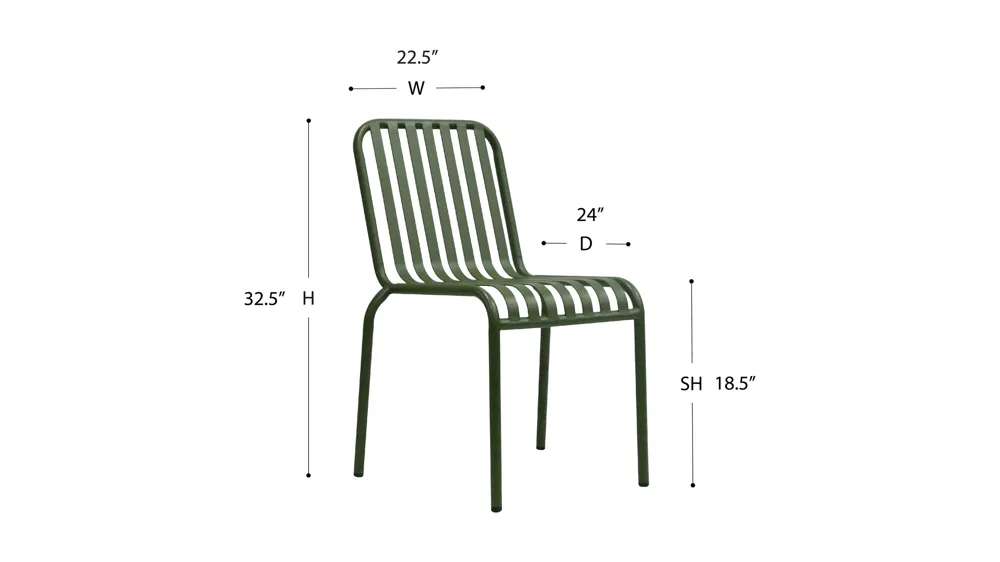 Enid Outdoor Side Chair - Set of 2 Dimensions