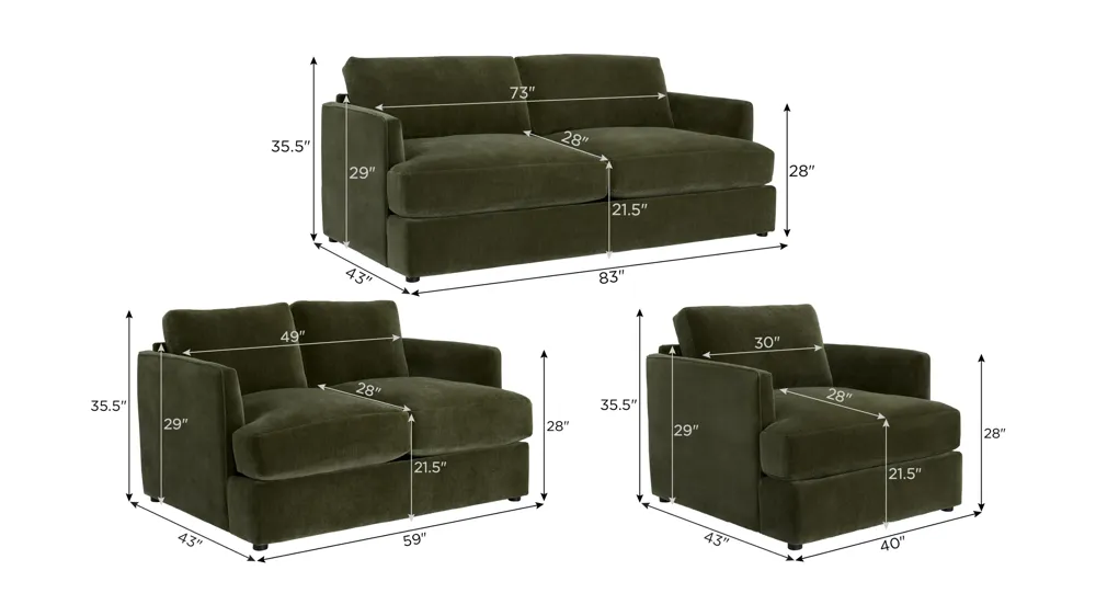Everest Living Room Set Dimensions