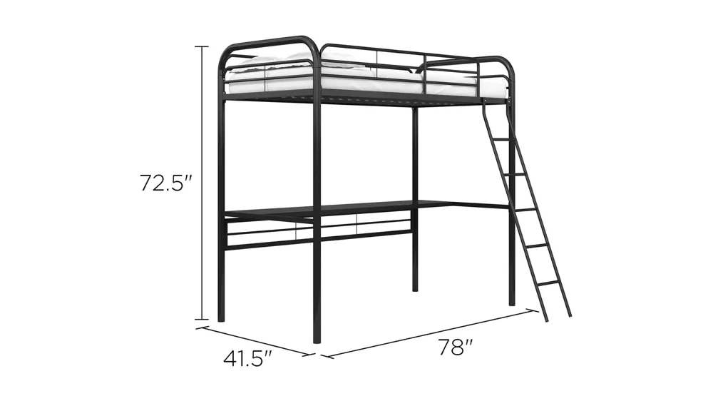 Lakeview Loft Bed with Desk Dimensions