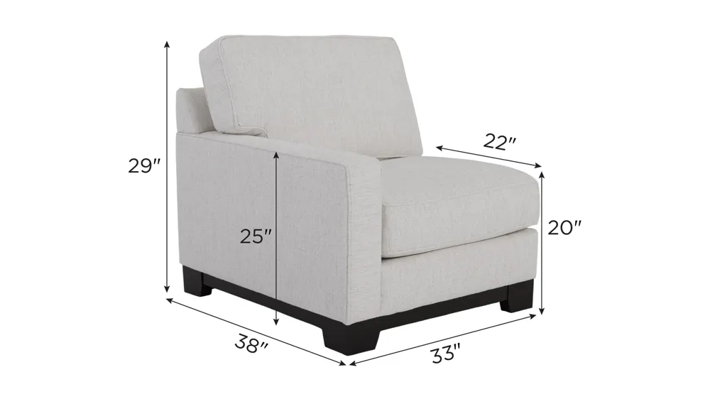 Artemis I Left Arm Facing Chair Dimensions