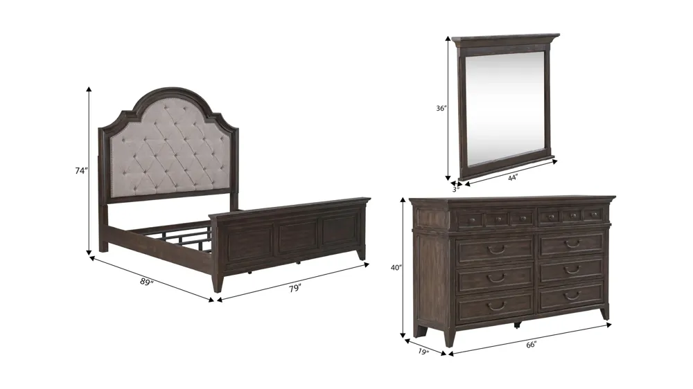 Paradise Valley 3-pc. Bedroom Set Dimensions