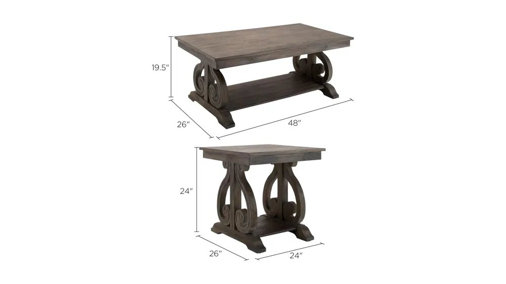 Olivia 3-pc. Occasional Tables Dimensions