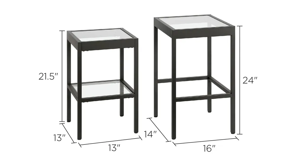 Alexis Rectangular Nested Side Table Set Dimensions
