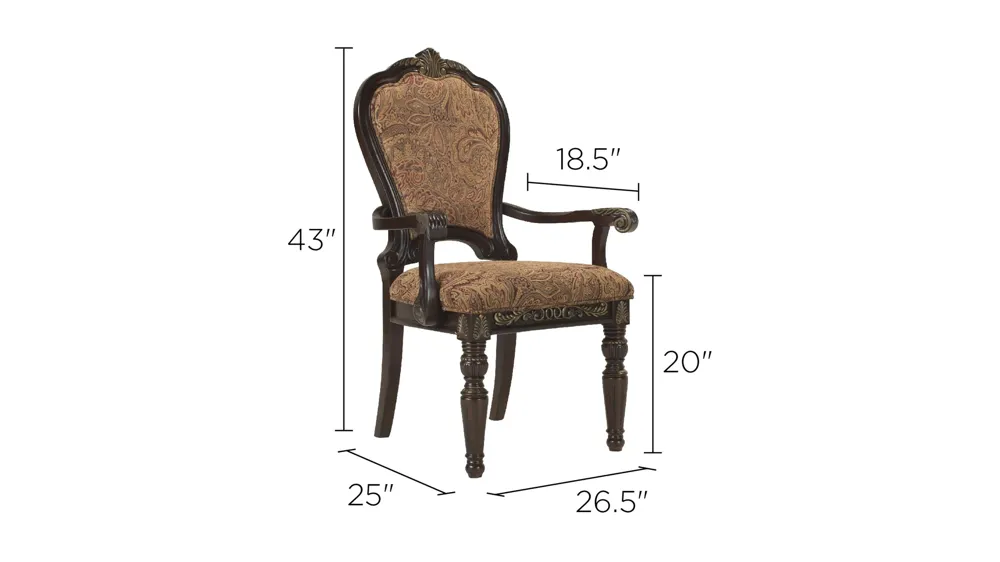 Regal Manor Chenille Dining Armchair Dimensions