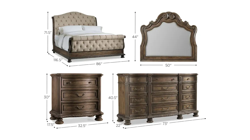 Rhapsody 4-pc. Tufted Bedroom Set Dimensions