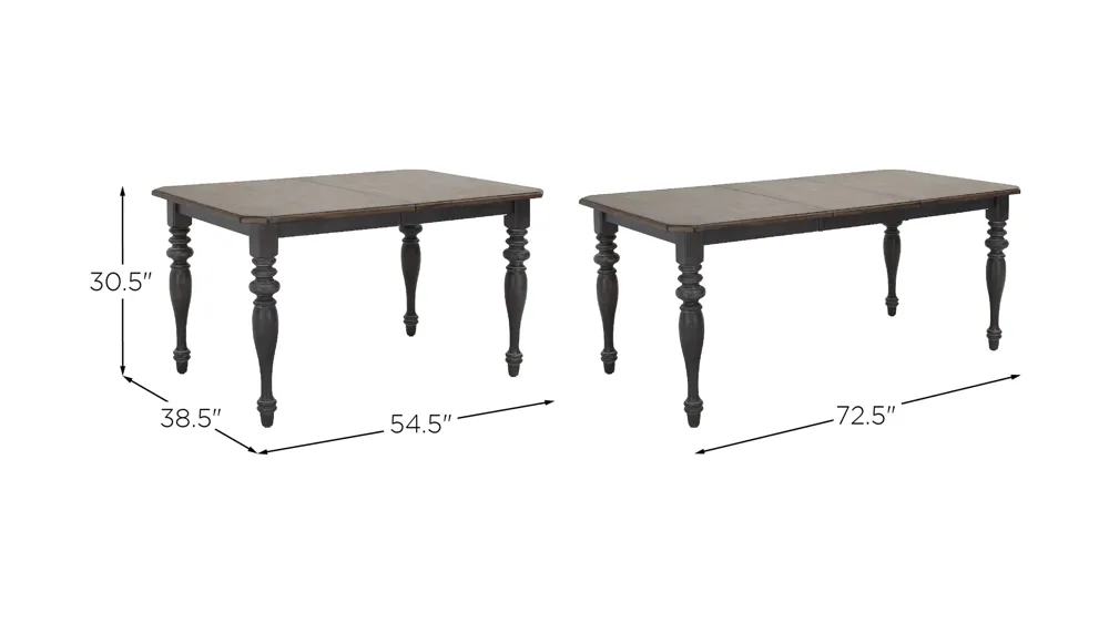Charleston Dining Table w/ Leaf Dimensions