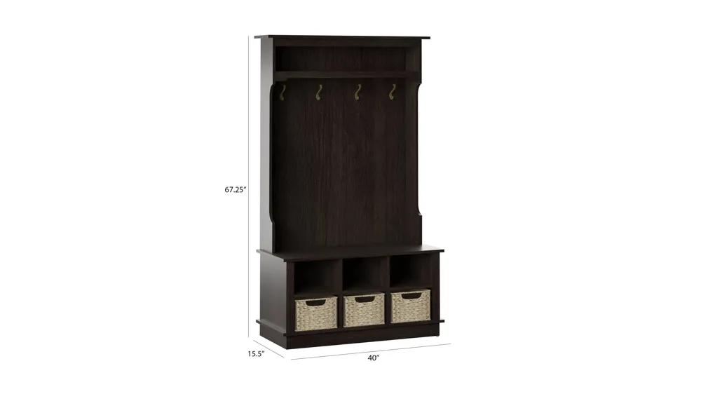 Dakota Hall Tree w/Open Storage Dimensions
