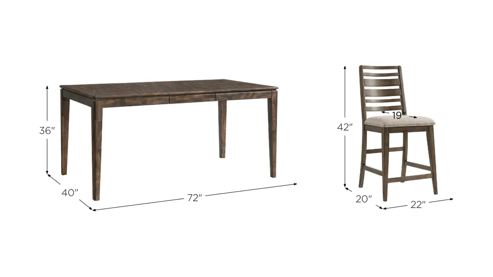 Magna 7-pc. Counter Height Dining Set Dimensions