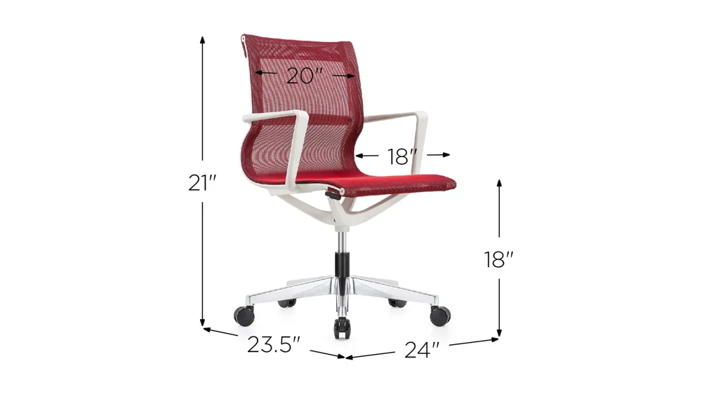 Kinetic White Frame Office Chair with Mesh Back Dimensions