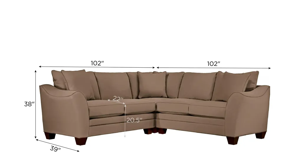Foresthill 3-pc. Symmetrical Loveseat Sectional Sofa Dimensions