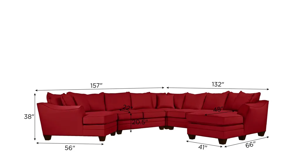 Foresthill 5-pc. Right Hand Facing Sectional Sofa Dimensions