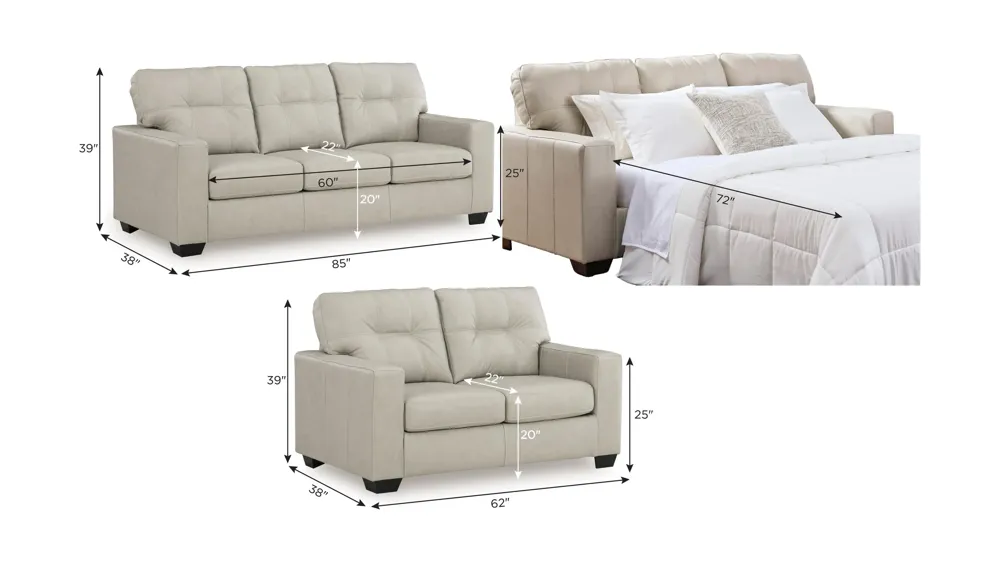 Arvell Living Room Set Dimensions