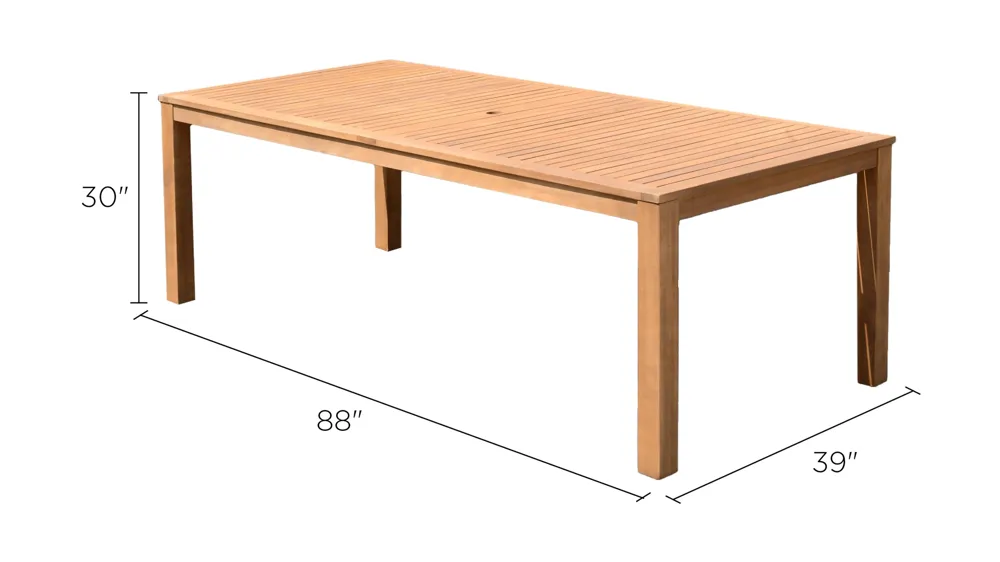 Amazonia Outdoor Teak Rectangular Dining Table Dimensions