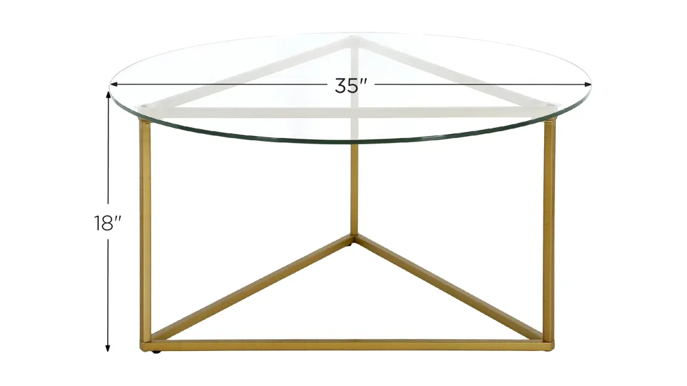 Raya Round Coffee Table with Glass Top Dimensions