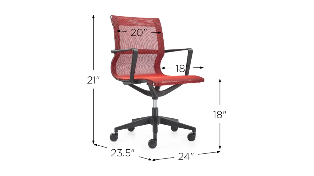 Kinetic Black Frame Office Chair with Mesh Back Dimensions