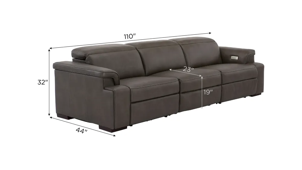 Orion 3-pc. Dual Power Media Sofa Dimensions