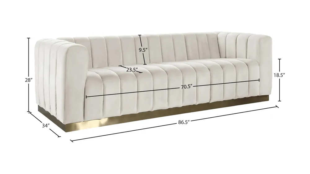 Marlon Velvet Sofa Dimensions