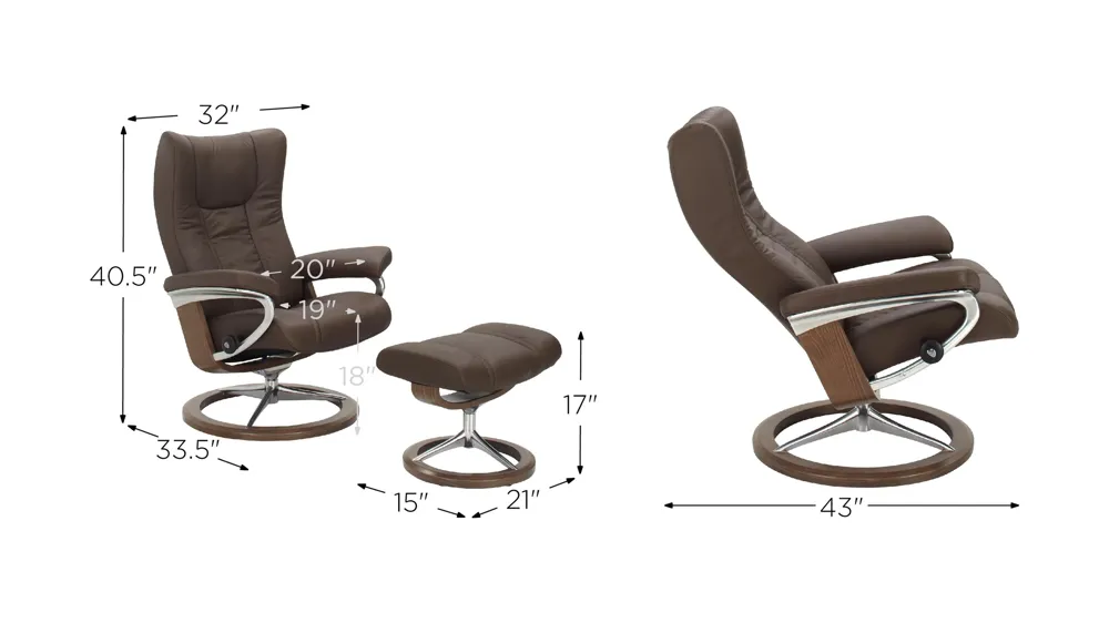 Wing Medium Signature Chair and Ottoman Dimensions