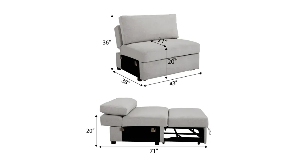 Juniper Armless Klik Klak Chair and a Half Dimensions