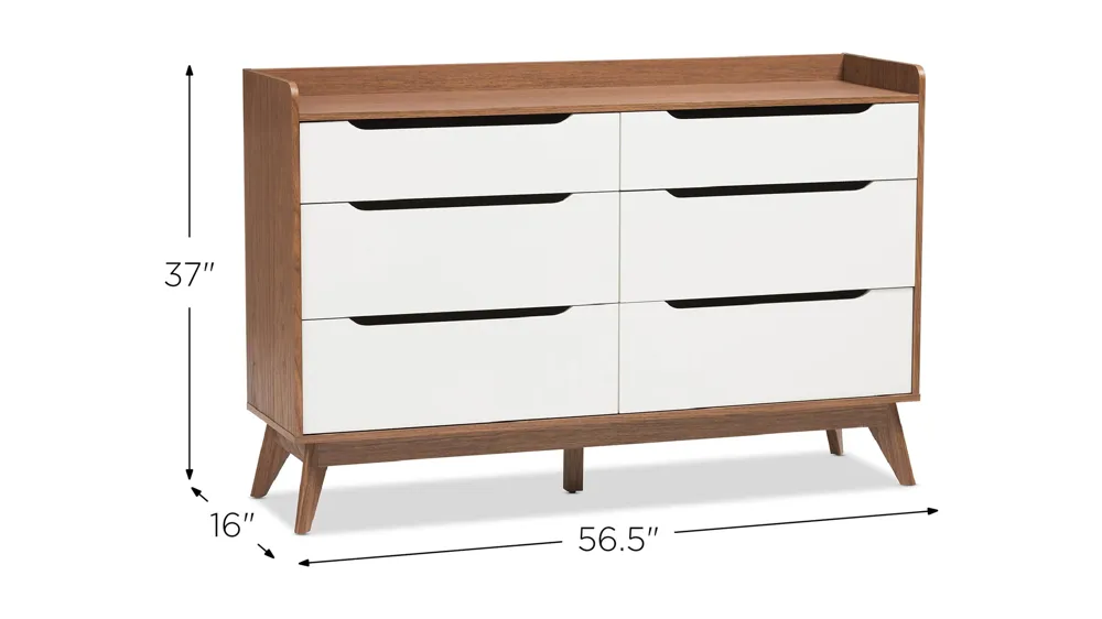 Brighton Wood 6-Drawer Storage Dresser Dimensions