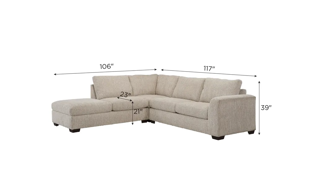 Becker 3-pc. Sectional w/ Storage Dimensions