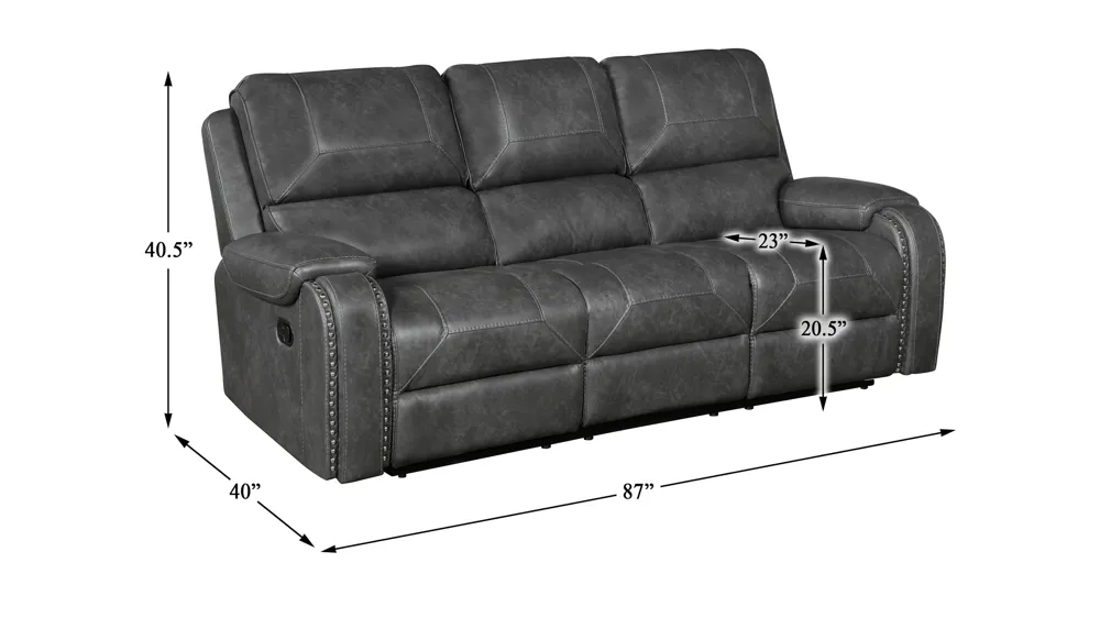 Landon Reclining Sofa w/ Drop Down Table Dimensions