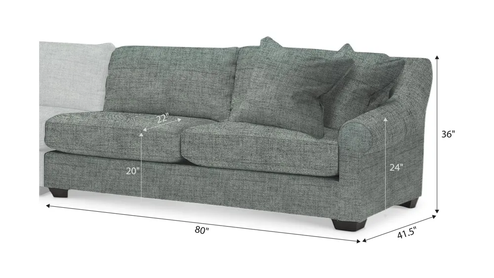 Thatcher Right Arm Facing Loveseat Dimensions
