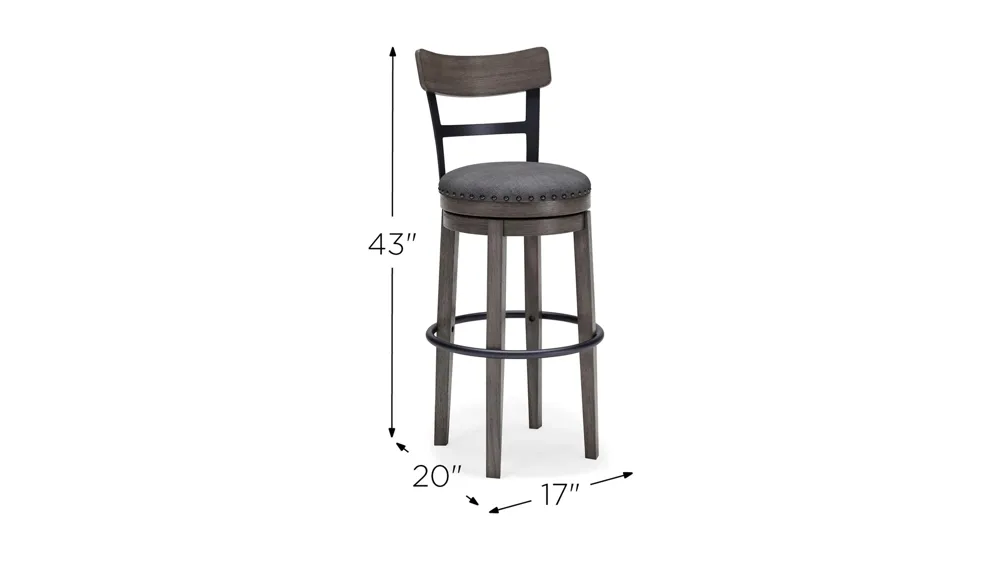 Nash Bar-Height Upholstered Swivel Stool Dimensions
