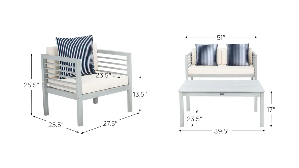 Samana 4-pc. Patio Set Dimensions