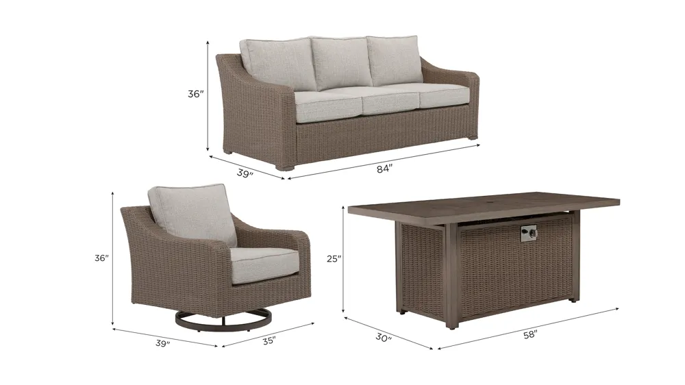 Emerald Cove 4-pc. Outdoor Set Dimensions