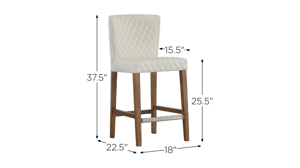 Albie Diamond Stitching PU Leather Counter Stool Dimensions