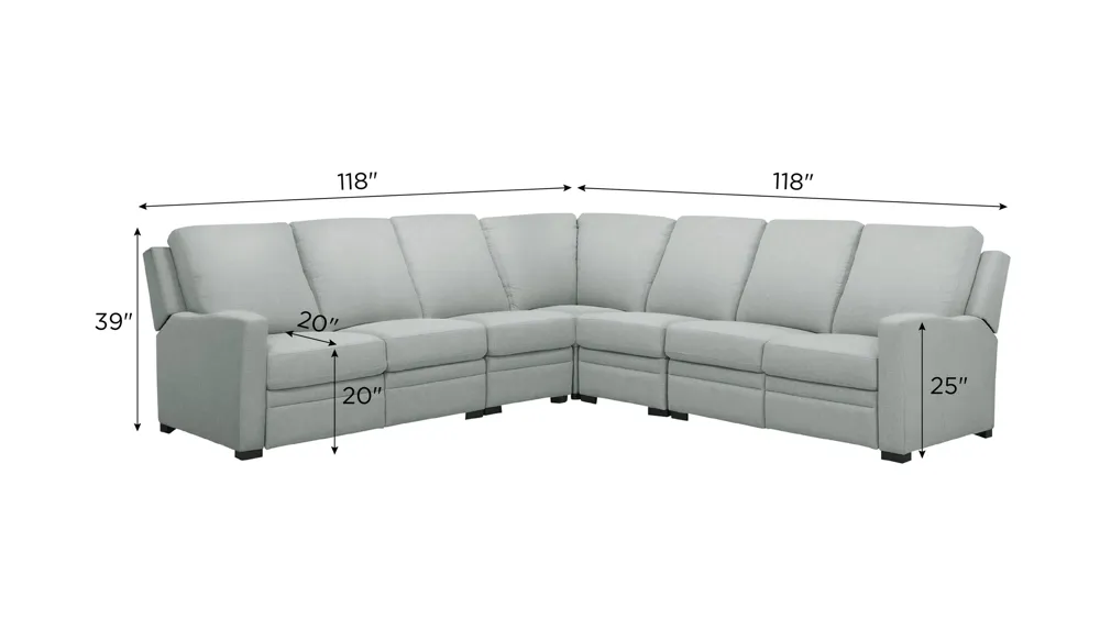 Poppy 5-pc. Power Sectional Dimensions