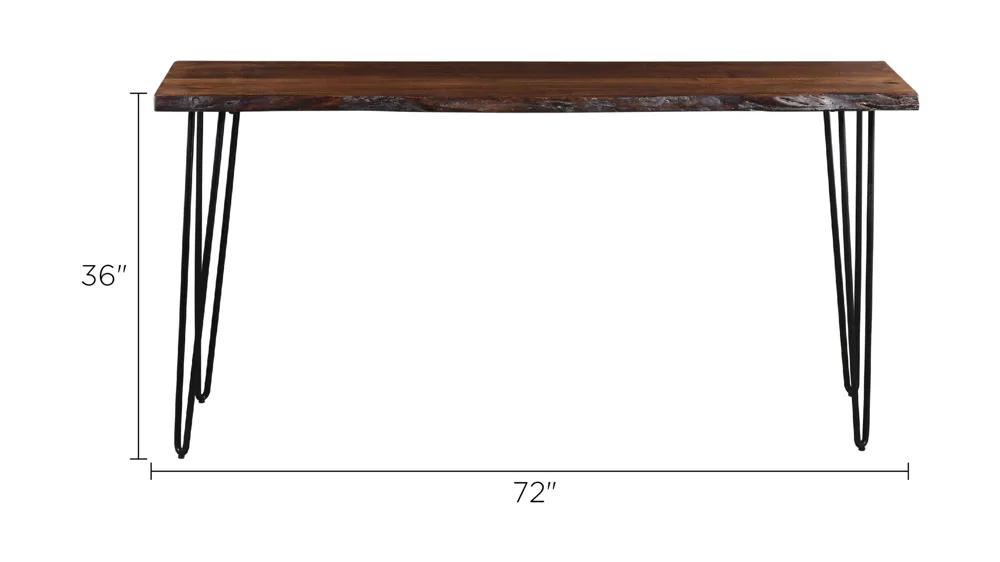 Nature's Live Edge 72" Counter-Height Table Dimensions