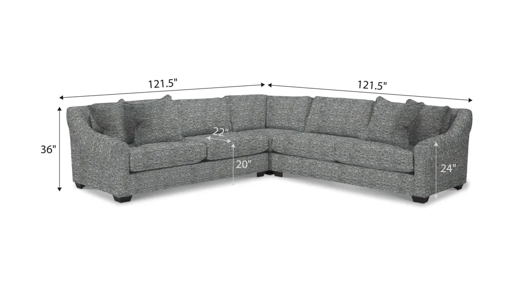 Thatcher 3-pc. Sectional Dimensions