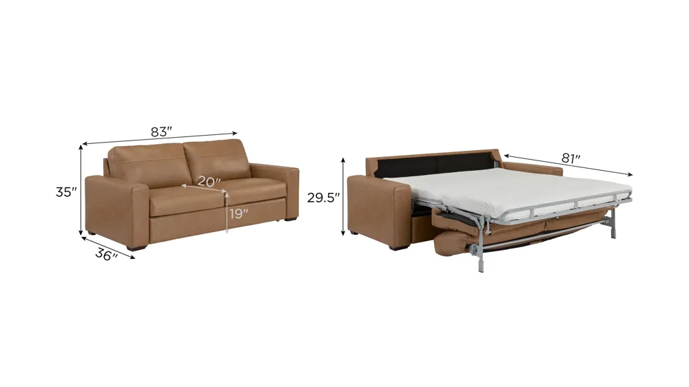 Harley 2-pc. Leather Queen Sleeper Dimensions