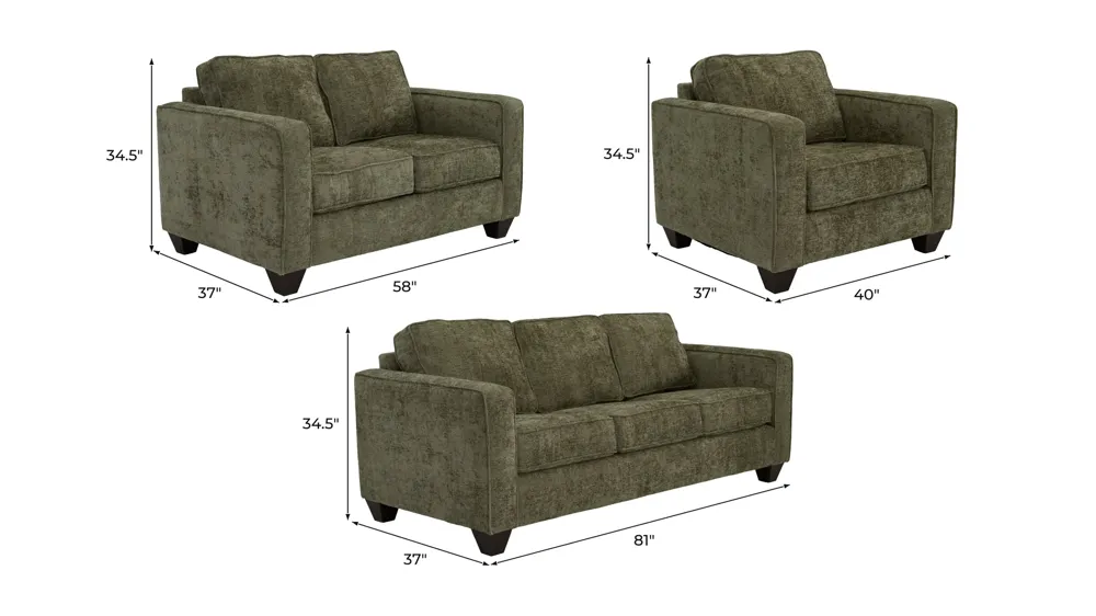 Odelle Living Room Set Dimensions
