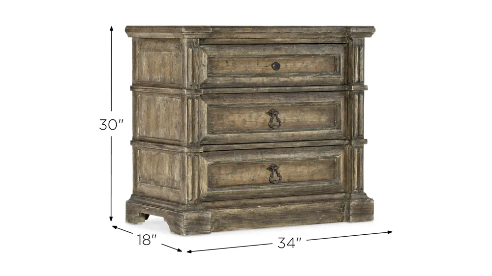 La Grange Three-Drawer Nightstand Dimensions