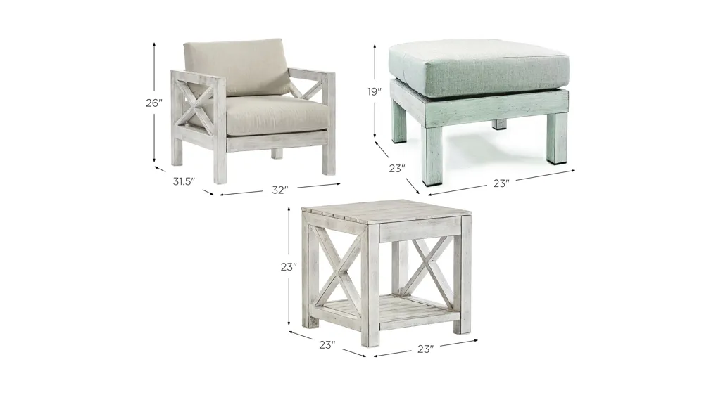 Farlowe 3-pc. Outdoor Living Outdoor Chair Set Dimensions