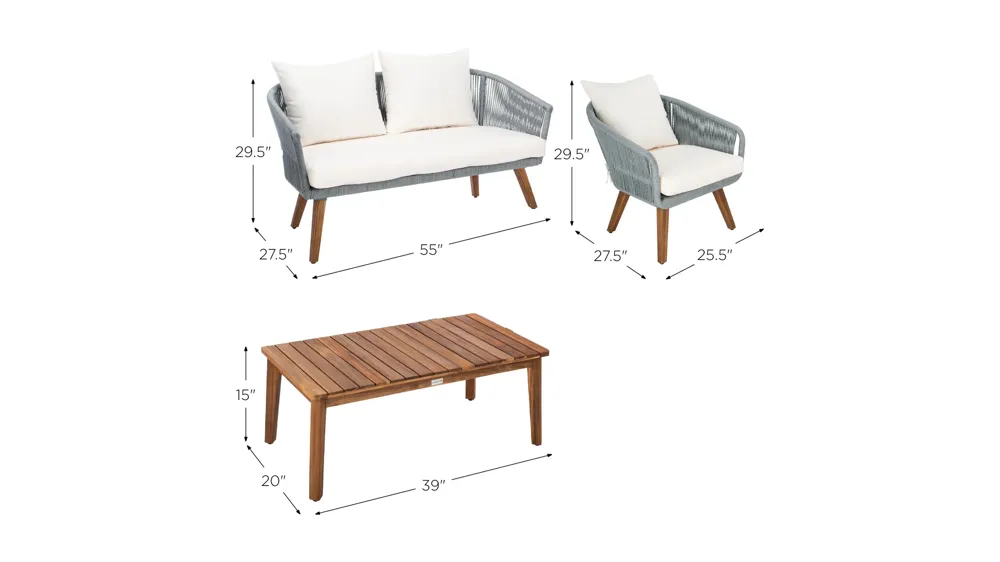 Prester 4-pc. Patio Set Dimensions
