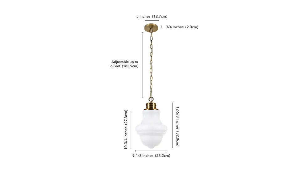 Isidora Glass Pendant Dimensions
