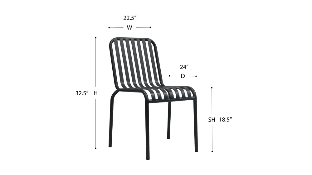 Enid Outdoor Side Chair - Set of 2 Dimensions
