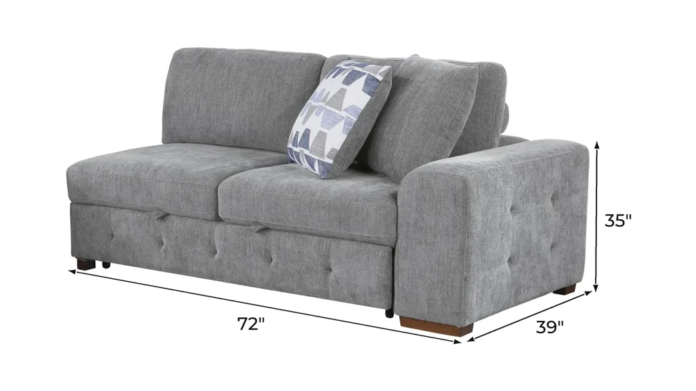 Dolman Right Arm Facing Loveseat with Pop-Up Sleeper Dimensions