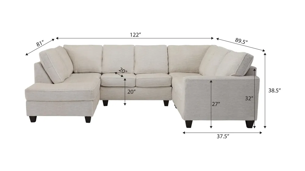 Dune 4-pc. Sectional Dimensions